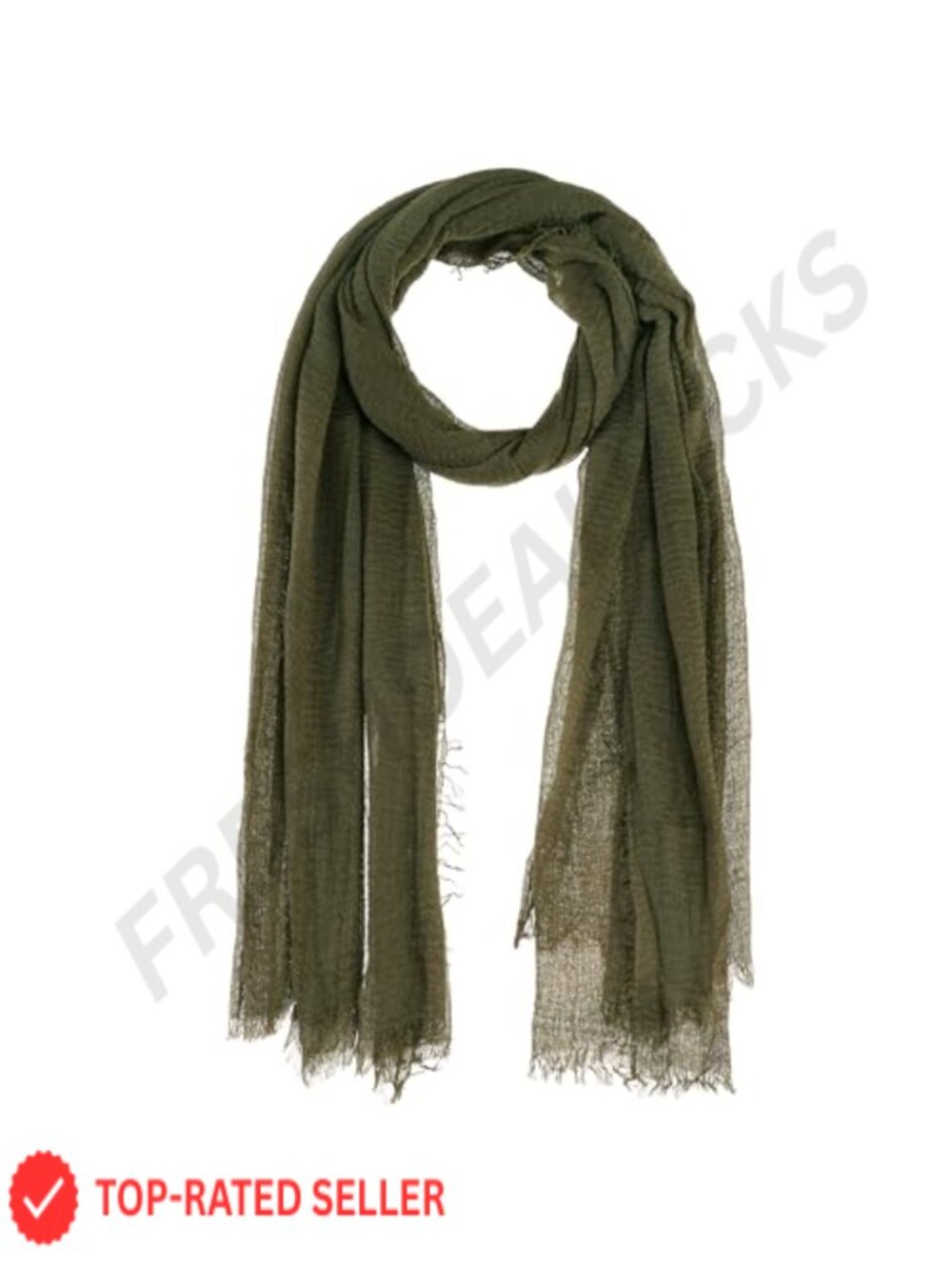 Cotton Hemp Blend Scarf Crinkle Fringe Beach Shawl Wrap